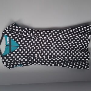 Leslie Fay Teal and Black Dress